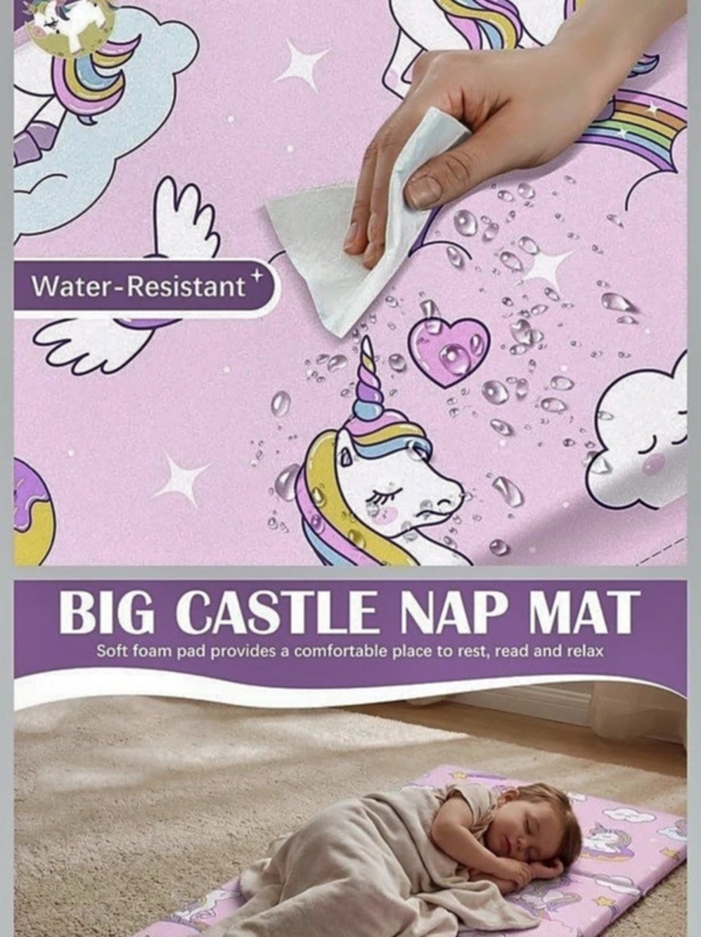 Shellwei Unicorn Nap Mat Pink & Purple